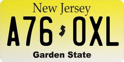 NJ license plate A76OXL