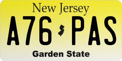 NJ license plate A76PAS