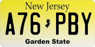 NJ license plate A76PBY