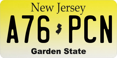 NJ license plate A76PCN