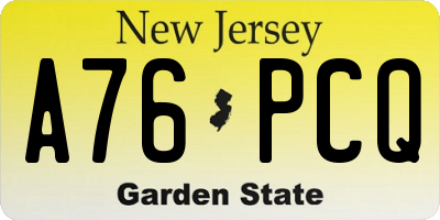 NJ license plate A76PCQ