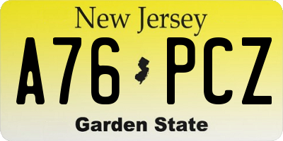 NJ license plate A76PCZ