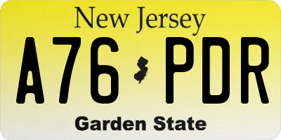 NJ license plate A76PDR