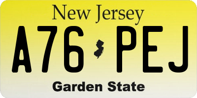 NJ license plate A76PEJ