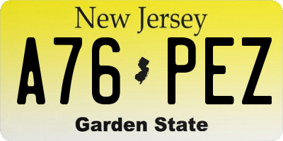 NJ license plate A76PEZ