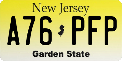 NJ license plate A76PFP