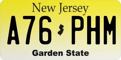 NJ license plate A76PHM