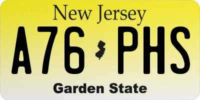 NJ license plate A76PHS