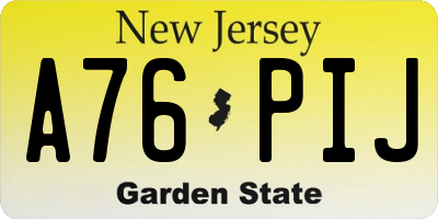 NJ license plate A76PIJ