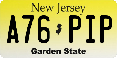 NJ license plate A76PIP