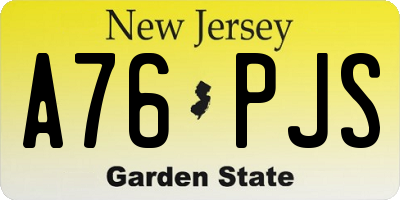 NJ license plate A76PJS