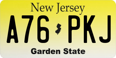 NJ license plate A76PKJ