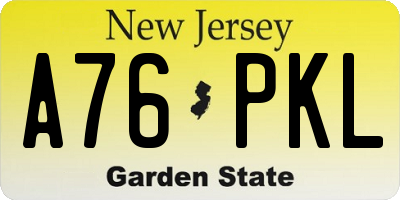 NJ license plate A76PKL