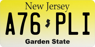 NJ license plate A76PLI