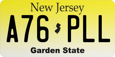 NJ license plate A76PLL