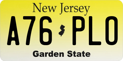 NJ license plate A76PLO