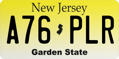 NJ license plate A76PLR