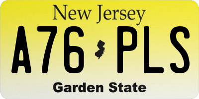 NJ license plate A76PLS