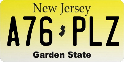 NJ license plate A76PLZ