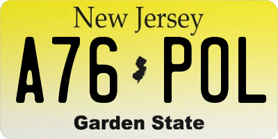 NJ license plate A76POL
