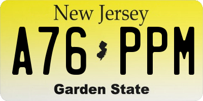 NJ license plate A76PPM