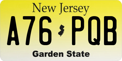 NJ license plate A76PQB