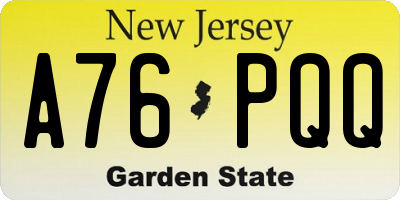 NJ license plate A76PQQ