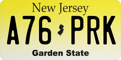 NJ license plate A76PRK