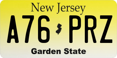 NJ license plate A76PRZ