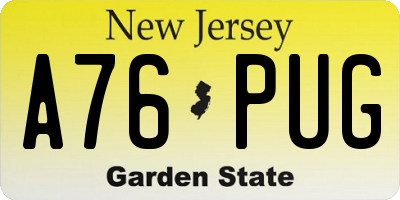 NJ license plate A76PUG