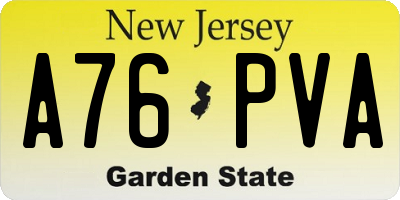 NJ license plate A76PVA