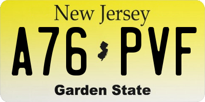 NJ license plate A76PVF