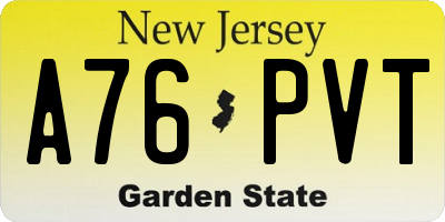 NJ license plate A76PVT