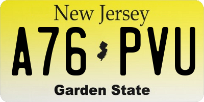 NJ license plate A76PVU