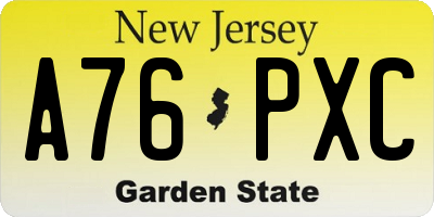 NJ license plate A76PXC