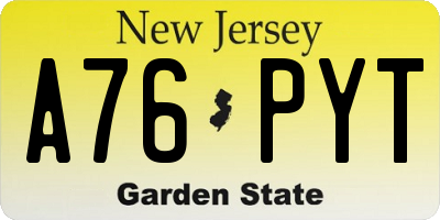 NJ license plate A76PYT