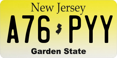 NJ license plate A76PYY