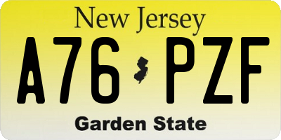 NJ license plate A76PZF