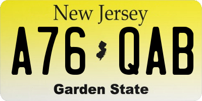 NJ license plate A76QAB