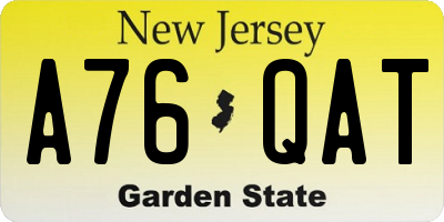NJ license plate A76QAT