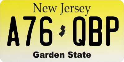 NJ license plate A76QBP