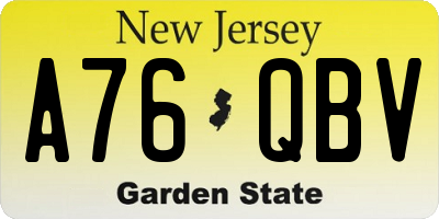 NJ license plate A76QBV