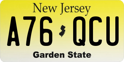 NJ license plate A76QCU