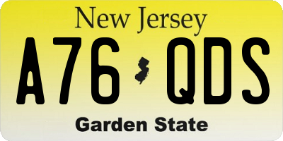 NJ license plate A76QDS