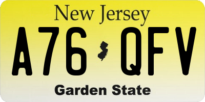 NJ license plate A76QFV