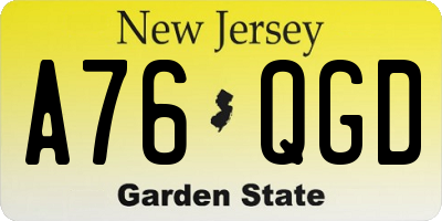 NJ license plate A76QGD