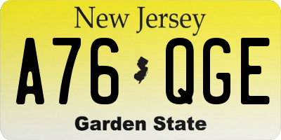 NJ license plate A76QGE