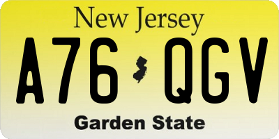 NJ license plate A76QGV