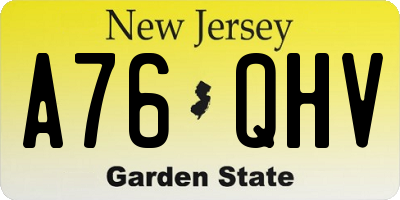 NJ license plate A76QHV