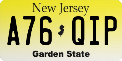 NJ license plate A76QIP